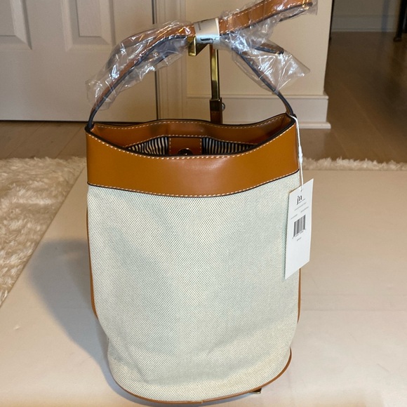 Jessica Moore Canvas Bucket Bag Beige and Brown. NWT. And dust bag included. - Picture 2 of 9